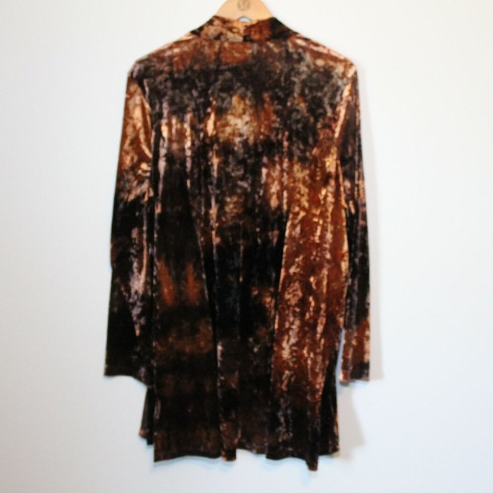 Susan Graver Printed Crushed Velvet Knit Open-Front Cardigan Plus Size 2X H12725 - Picture 4 of 8